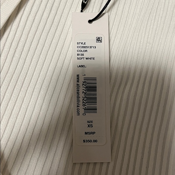 Alice + Olivia Cream Ribbed Long Sleeve Crop Top - Picture 3 of 3